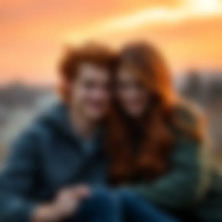 A couple enjoying a moment together, highlighting the intimacy and connection in modern relationships, with a focus on the redhead's striking features.