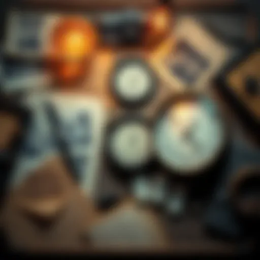 A collage of nostalgic items like old photographs, letters, and a vintage clock, symbolizing the impact of past memories on identity.