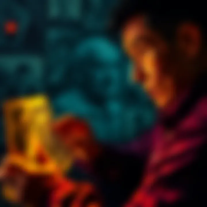 A person looking at old photographs, pondering memories and surprises from their history, with a thoughtful expression