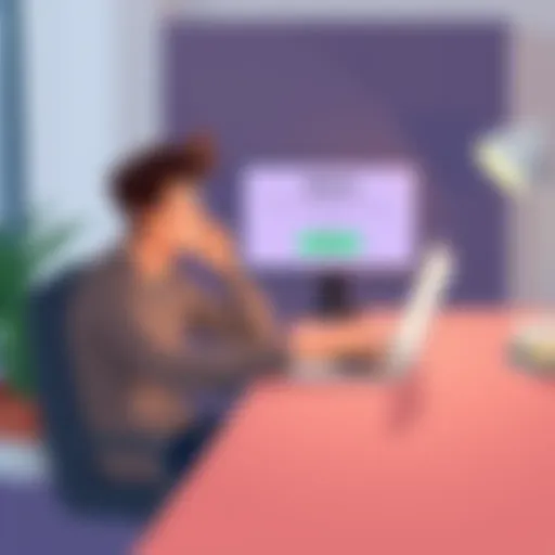 A person sitting at a desk with a laptop, looking relieved while receiving a refund notification on the screen after cancelling a subscription.