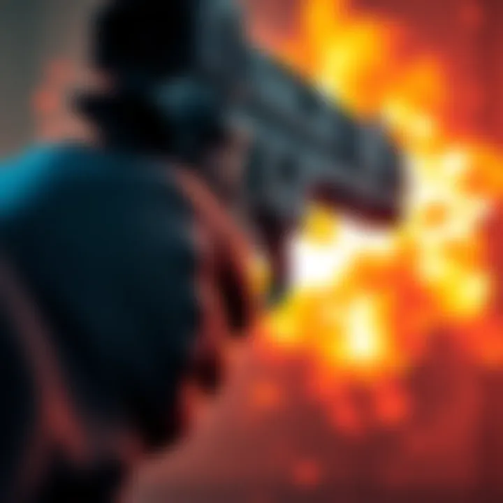 A detailed view of a firearm being reloaded with a magazine.