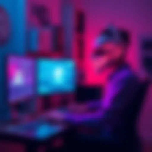 A person working on a computer in a home office, engaged in AI training tasks