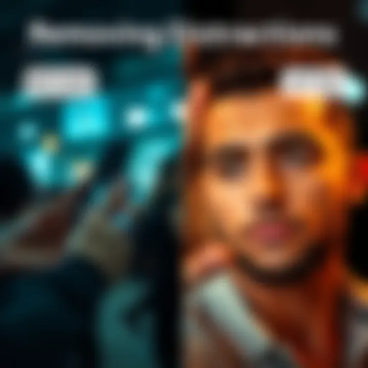 A before-and-after comparison showing an edited photo where distracting elements are removed from the left side, highlighting the main subject clearly.