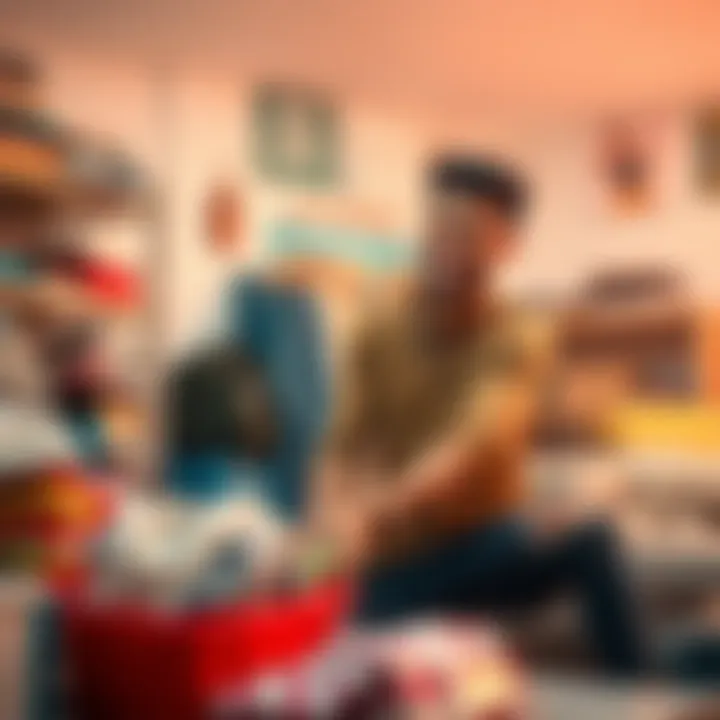 Removing Unwanted Items A person clearing clutter from a room while smiling, symbolizing the act of eliminating unwanted habits or content