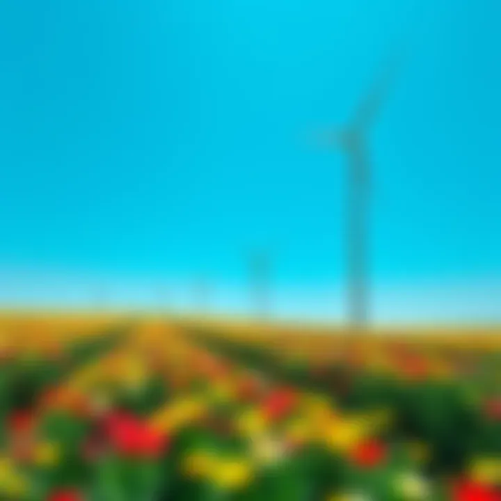 Renewable Energy Growth A vibrant wind farm under a clear blue sky, symbolizing the progress in renewable energy over 18 years.