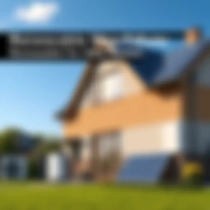 A modern home equipped with solar panels and a heat pump, with a clear sky in the background, symbolizing renewable energy solutions.