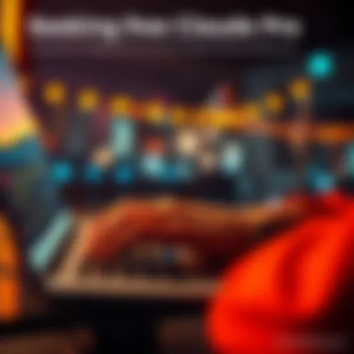 A person typing on a laptop, seeking help from the community for a free Claude Pro to enhance project security and deployment.