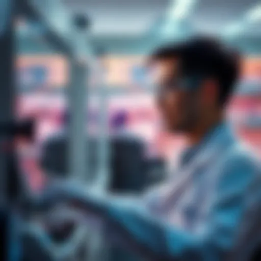 A scientist analyzing data related to GLP-1 drugs and their effects on cancer in a laboratory setting.