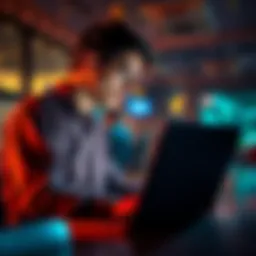 A researcher looks at a laptop while pondering venue choices for presenting a NeurIPS paper amidst visa challenges.