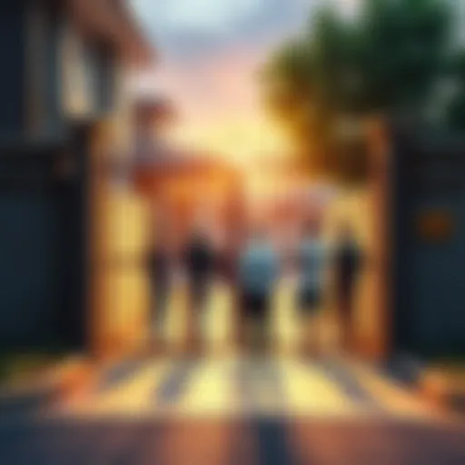 A group of residents standing outside a locked gate, looking frustrated, as they wait for access due to a missing key.