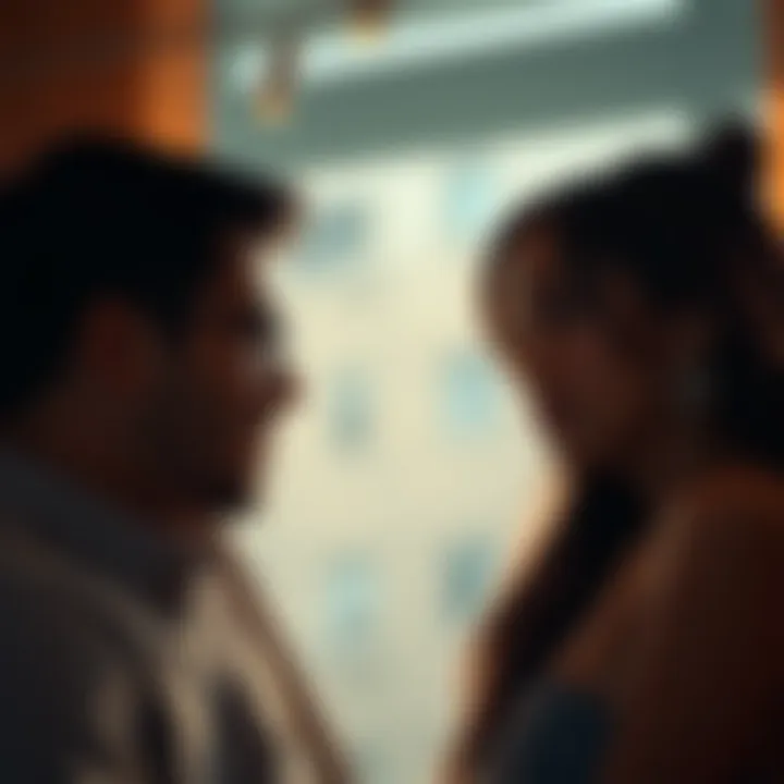 A man and a woman engaged in a respectful conversation, focusing on consent, showing openness and understanding in their expressions.