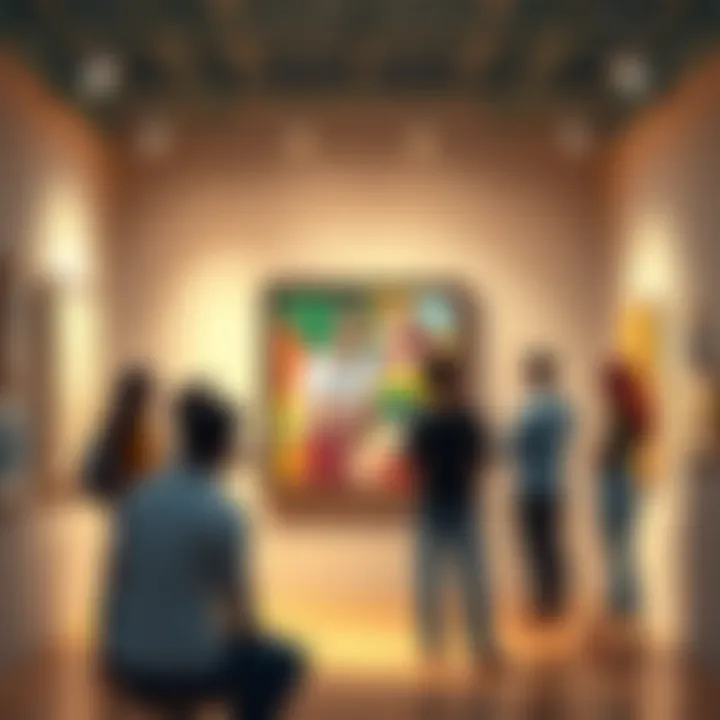 A group of people discussing a piece of artwork, emphasizing the importance of respect and dialogue in creativity.