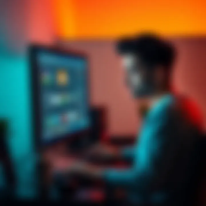 A person sitting at a computer, looking frustrated as they try to restore their missing user interface with various tools on the screen.