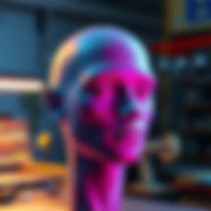 A beginner sculptor working on a digital head model, showing the retopology process with loops around facial features.