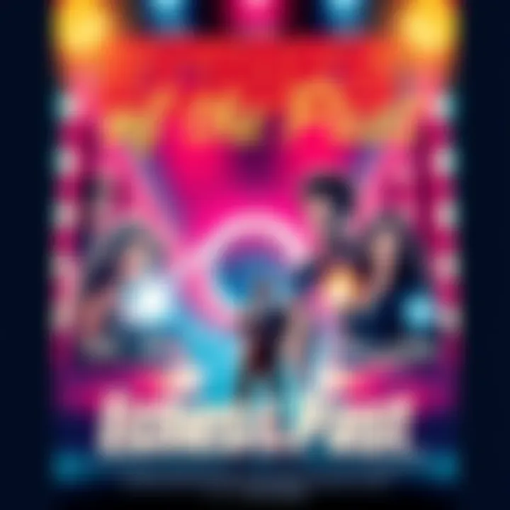 A vibrant 90s movie poster for 'Echoes of the Past' featuring bold colors, dramatic lighting, and energetic styling with cast names and a memorable tagline.