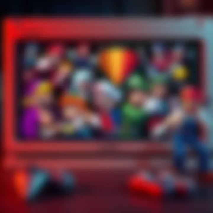 A collage showing modern video game characters in retro pixel art style, placed against a classic gaming console backdrop.