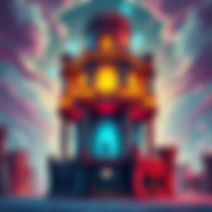 Retro HoMM 3 Tower Design A colorful illustration of a retro-style Tower inspired by Heroes of Might and Magic 3, showcasing its unique design elements and artistry.