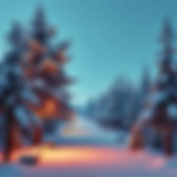 Retro winter scene A vintage-inspired winter landscape with snow-covered trees and retro elements