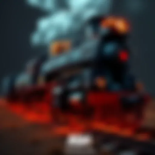 A modified train designed for Ash Apocalypse theme with unique wheel features