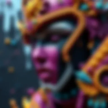 A colorful and modernized version of an old artwork, showcasing new techniques and vibrant designs.