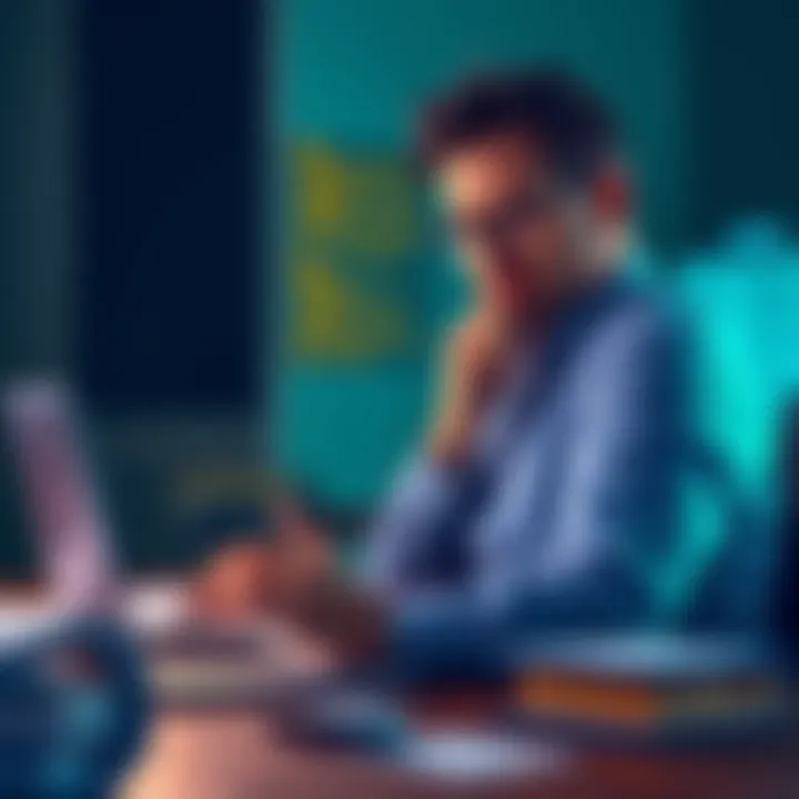 A thoughtful reviewer looks at a laptop screen with papers and notes around, contemplating the reasons for paper rejections at ICLR