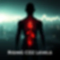 A graphic representation of rising carbon dioxide levels in the atmosphere, showing a human silhouette with highlighted blood vessels to indicate health impact.