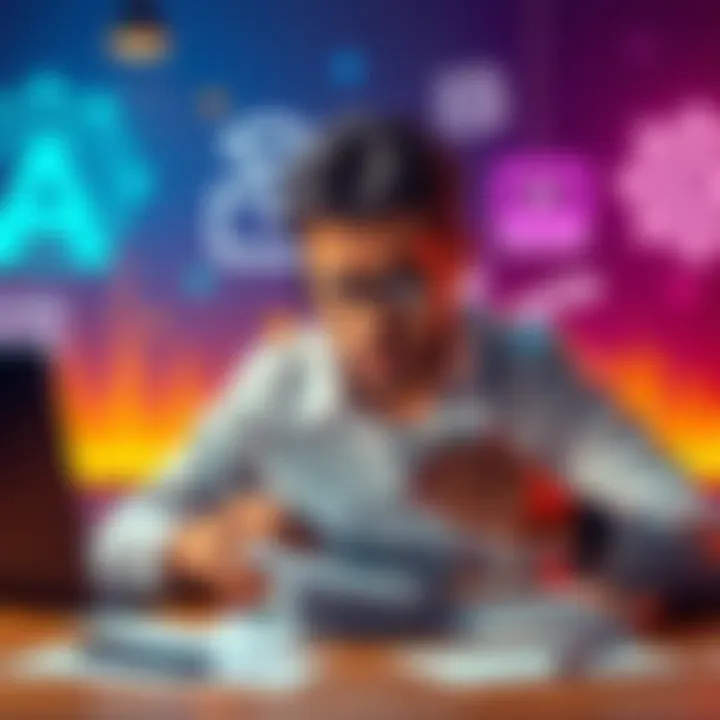 A worried person looking at monthly bills on a table with AI logos in the background