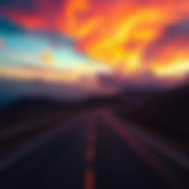 A winding road stretches into the horizon under a colorful sunset, representing choices and journeys in life.