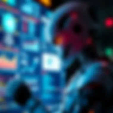 A robot overseeing various tasks on a digital screen, illustrating the concept of automation in work processes.