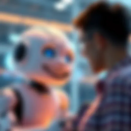 A friendly robot character smiling and nodding, appearing to agree with a person in conversation.