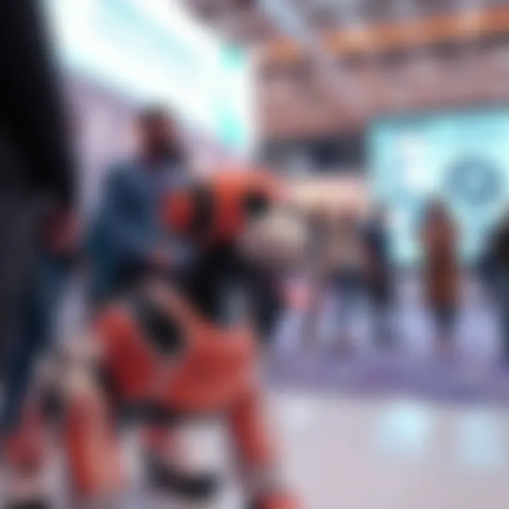 Galgotias University showcasing a Unitree Go2 robot dog at the India AI Impact Summit 2026, with attendees observing and reacting.