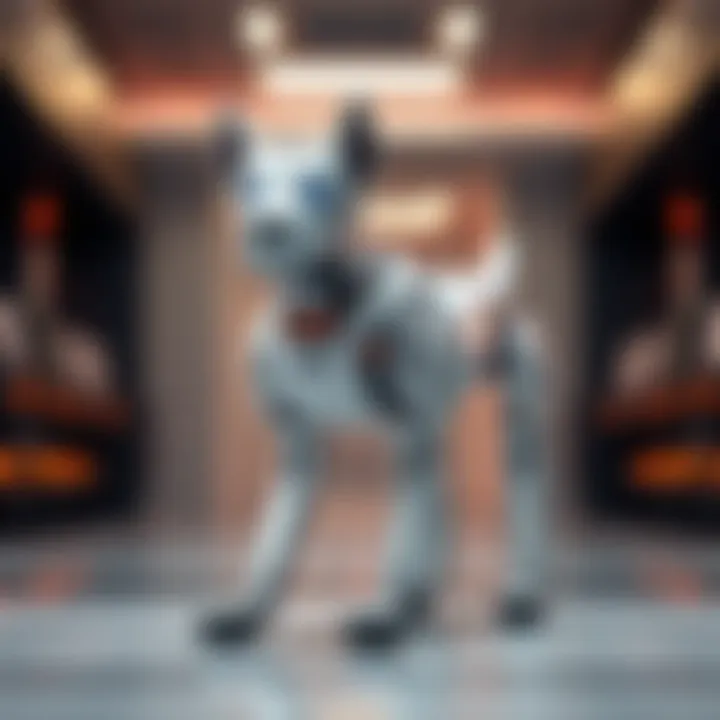 A robotic dog designed for immigration enforcement, showcasing advanced technology and capabilities in a law enforcement context.