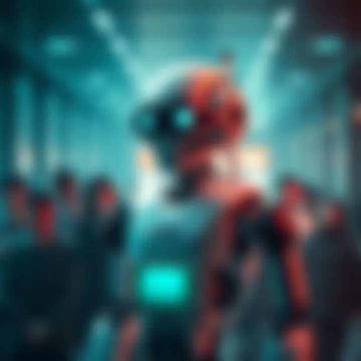 A malfunctioning robot surrounded by concerned people at Shaanxi University