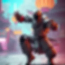 A robot monk performing Kung Fu moves, set against a colorful background with a 90s Hip Hop vibe.
