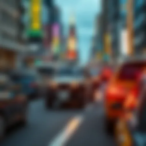Self-driving robotaxi navigating through crowded urban streets