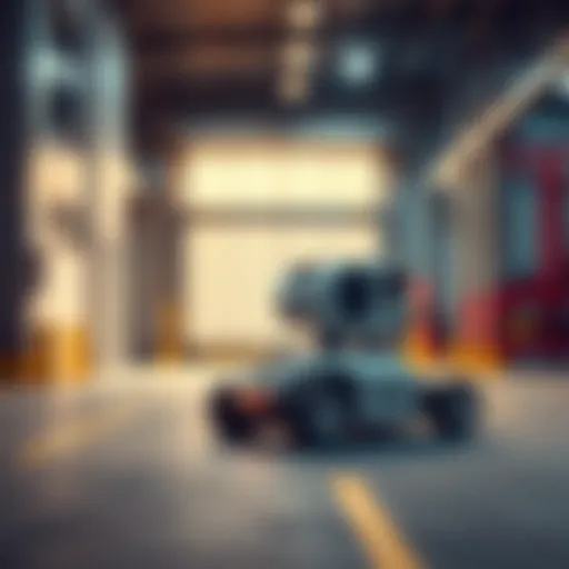 A mobile robot operating in a loading dock environment, showcasing its control and maneuverability