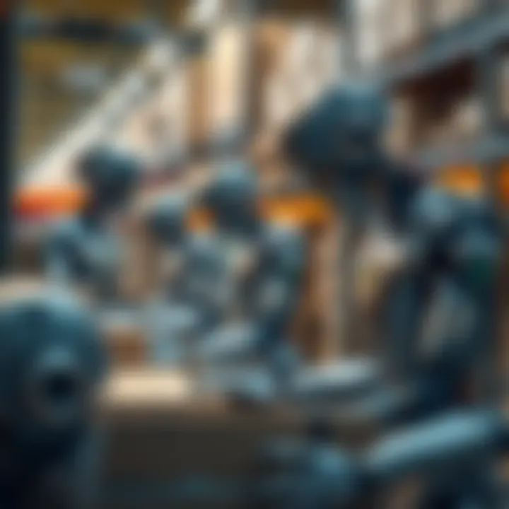 A group of robots working together to sort packages in a warehouse for eight days straight.