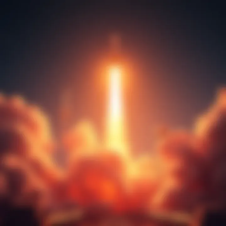 A powerful rocket blasting off into space, symbolizing The Rocketeers' new era in space exploration.
