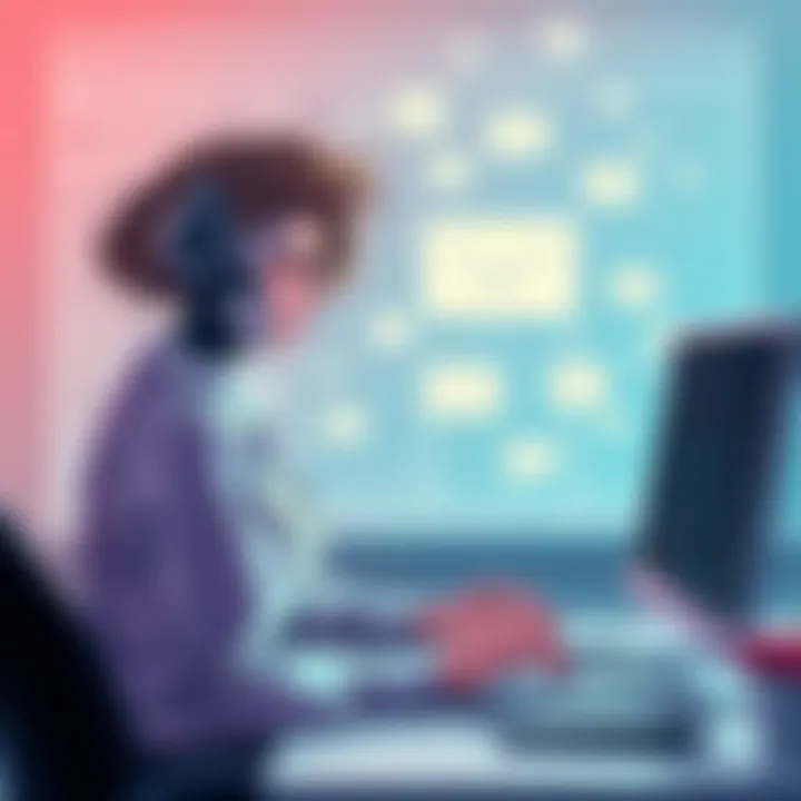 An illustration showing a frustrated woman at her computer as a digital AI entity disrupts her email inbox, with files disappearing and error messages appearing.