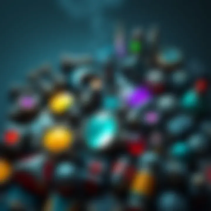 A visual representation of various distinct items in a roguelike game, showcasing how fewer, stronger items can enhance gameplay.