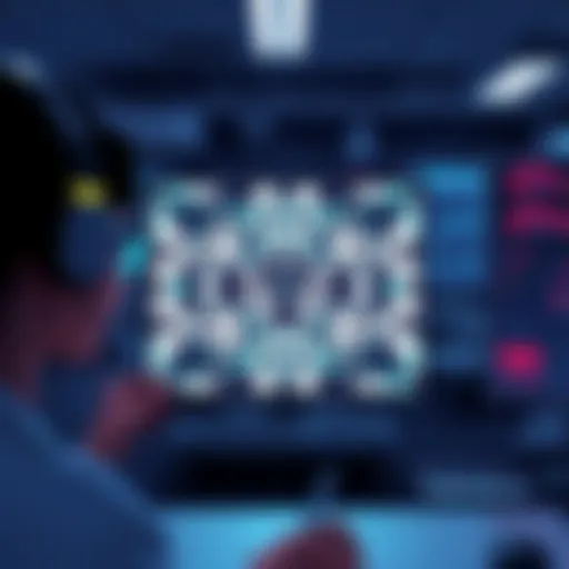 An illustration showing Rorschach inkblot tests being analyzed in a lab setting, with AI elements like circuits and screens in the background