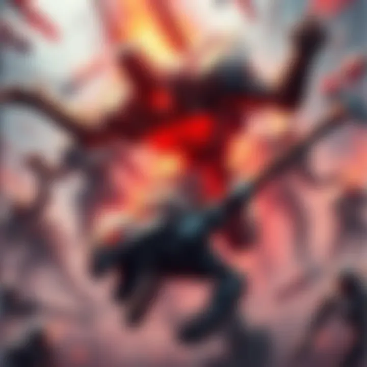 A scene showcasing the death animation of a unit in a real-time strategy game, highlighting intricate details of the animation as the unit falls in battle.