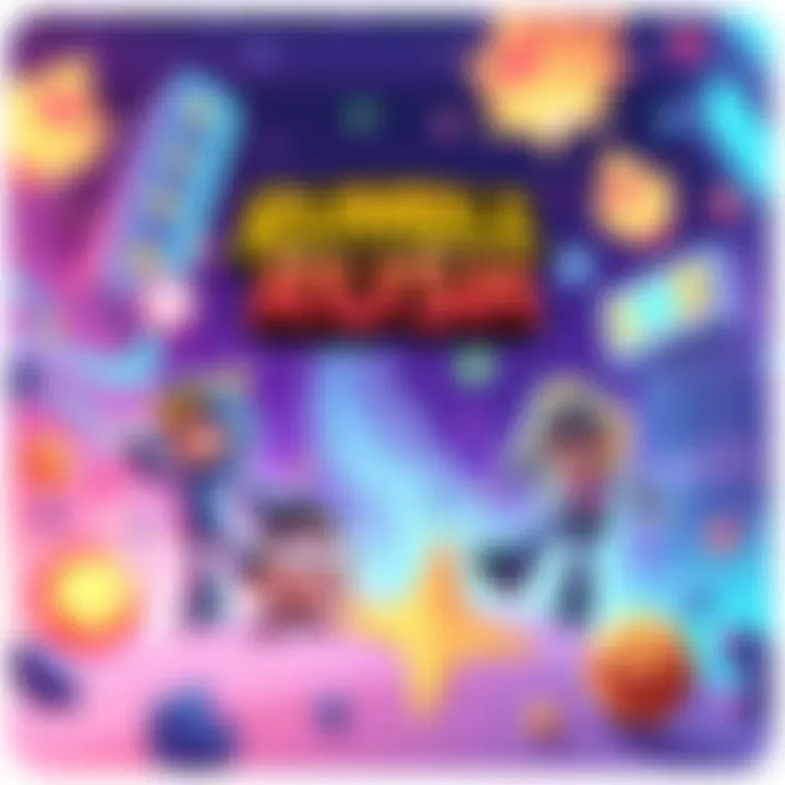 Colorful illustration of Rumble Rush game featuring mini-games and cheerful characters playing together