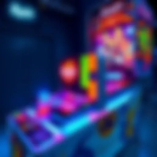 A colorful illustration showing a pinball machine themed around a fantasy world, inviting players for a playtest. The machine has vibrant graphics and glowing lights.