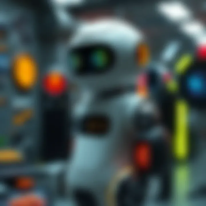 A sleek, modern robot with a friendly design, showcasing its ability to learn from a single example in a tech environment