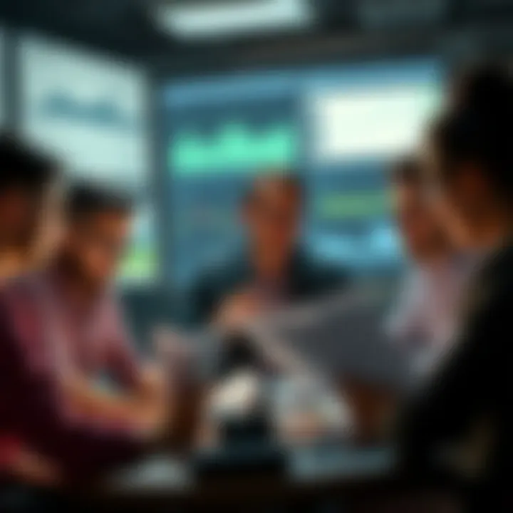 A stressed team at a mid-size SaaS company reviewing budget reports while surrounded by charts and AI tools, showing signs of concern over rising costs.