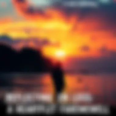 A person standing alone by a sunset, reflecting on memories with a loved one, looking slightly melancholic.