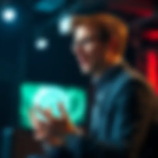 Sam Altman speaking at a conference about the future of superintelligence and AI technology