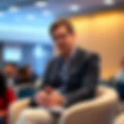 Sam Altman in a conference setting discussing the future implications of AI on jobs