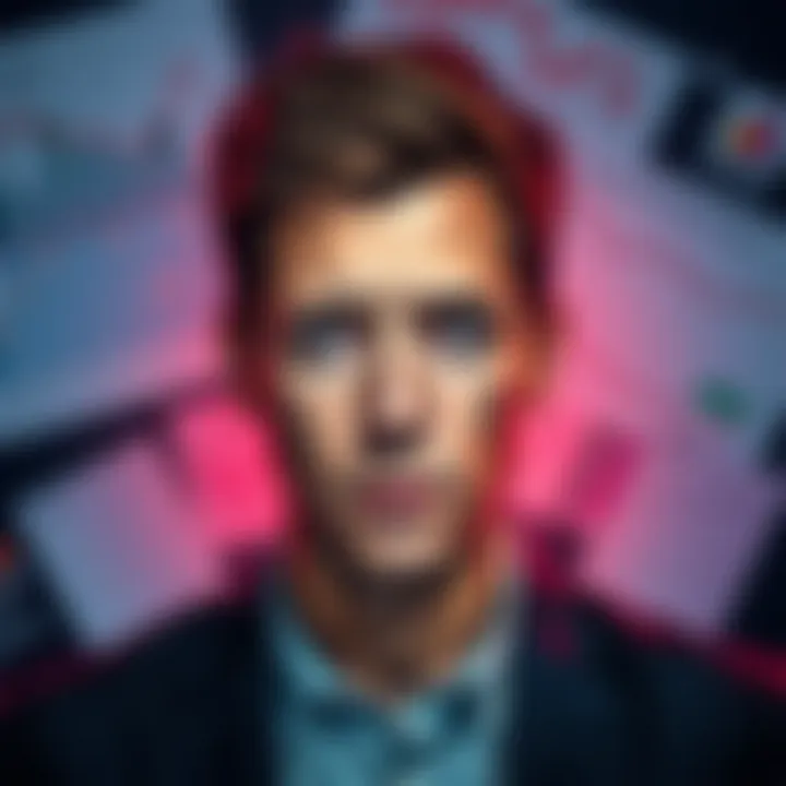 OpenAI CEO Sam Altman with a serious expression, surrounded by financial documents and graphs indicating investments, as he faces scrutiny over self-dealing claims.